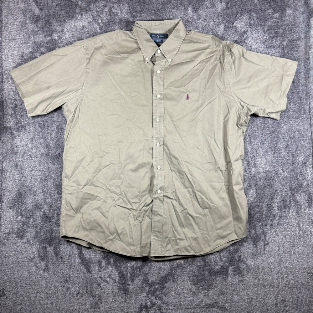 Polo Ralph Lauren Blake Shirt Mens XL Green Short Sleeve Cotton Button Down Pony
